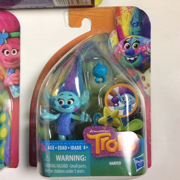 Trolls (6) 2 Poppy’s, 1 Harper Branch Cooper Tiny Diamond Cake Topper New in Box - Picture 5 of 13